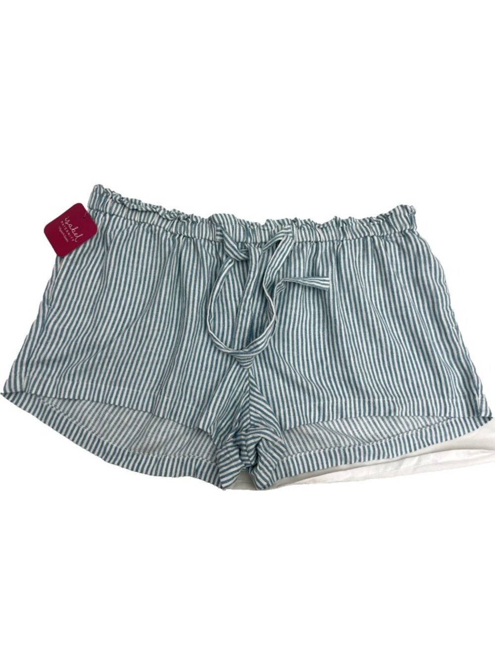 Isabel Shorts Maternity Size 2XL Blue White Linen Blend Striped Pockets NWT
